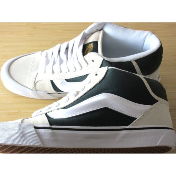 Vans Men's Knu Skool Mid Varsity Turtledove Beige Dark Green Shoes sizes NIB - Picture 6 of 7